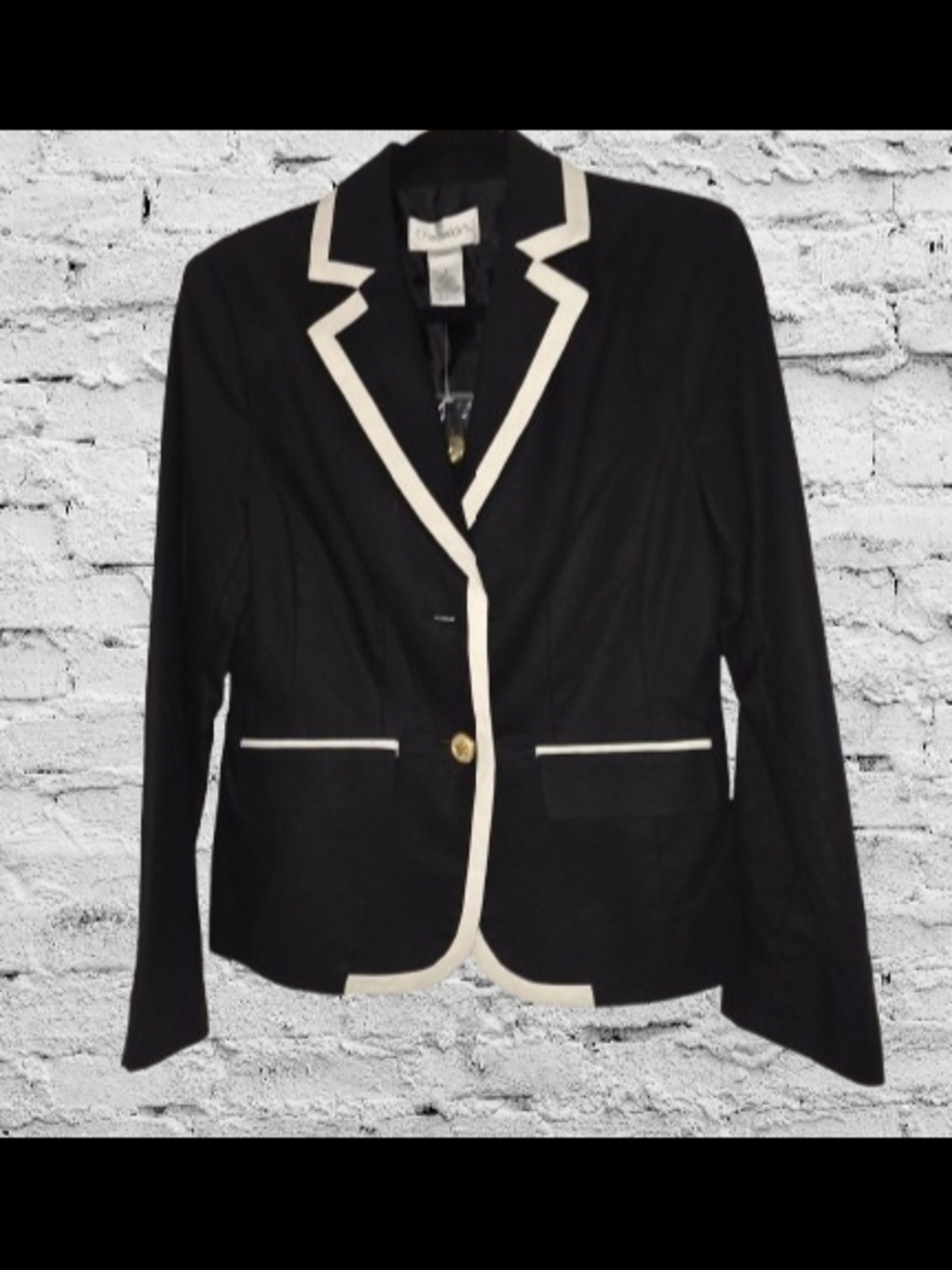 📣 Chadwick's Ink Navy & White  Jacket Notch Collar Hidden Pockets Size 8 NEW 😍 - Picture 3 of 6